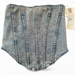 Good American Denim Corset Cropped Strapless Top NWT Women's Size XS